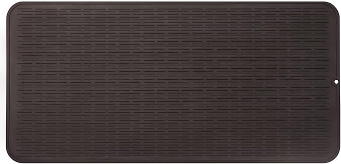 Silicone Dish Drying Mat for Multiple Usage,Easy clean,Eco-friendly,Heat-resistant Silicone Mat for Kitchen Counter or Sink,Refrigerator or Drawer Liner Coffee 5XL 36inches x 18inches - Bloomnest