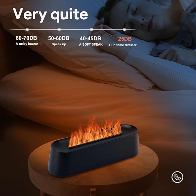 7Color Aroma Diffuser with Remote,Volcano Diffuser for Home Large Room，Flame Diffuser Humidifier 10.7"×3"×3.1" (Black-01) - Bloomnest