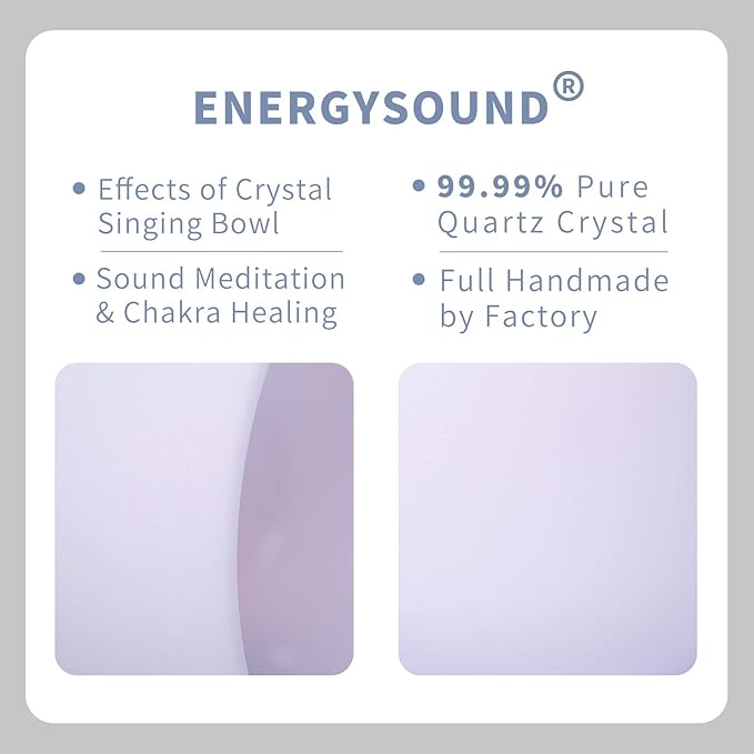 ENERGYSOUND 528 Hz Solfeggio of Frequency,Love Frequency Positive Energy,Frosted Quartz Crystal Singing Bowl,8 inch - Bloomnest