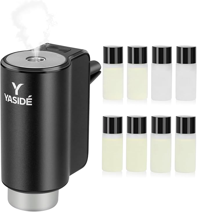 Smart Car Air Freshener, Car Air Freshener Diffuser, 3 adjustable fragrance modes, smart on/off, 8 refill bottles, 4 scents (1 set) - Bloomnest