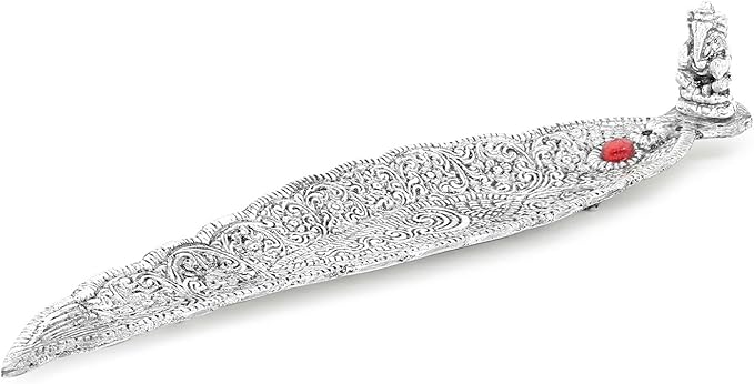 Zap Impex Metal Leaf Incense Stick Holder and Ash Catcher (Ganesh Figurine) - Bloomnest