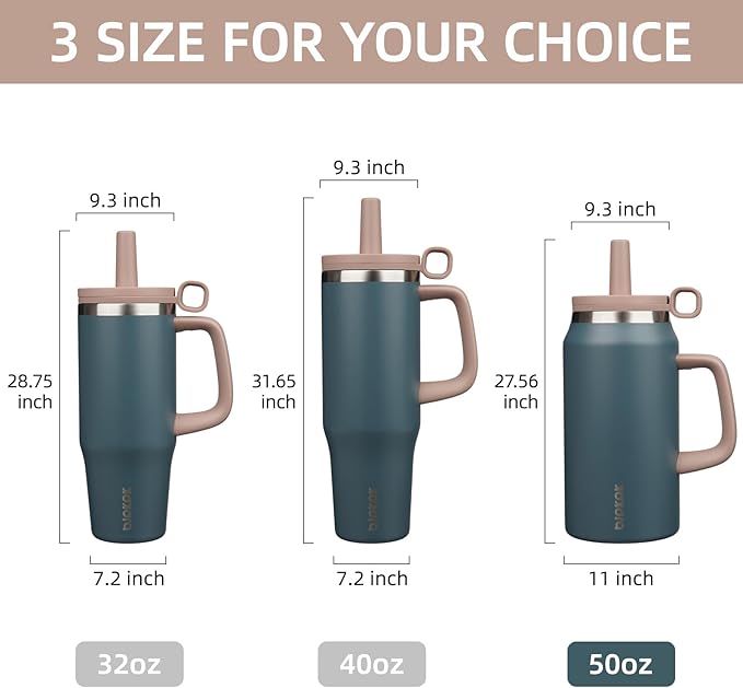 BJPKPK 50oz Insulated Tumbler with Handle Stainless Steel Travel Coffee Mug with Lid Reusable Large Water Bottle with Straw,Navy Blue - Bloomnest