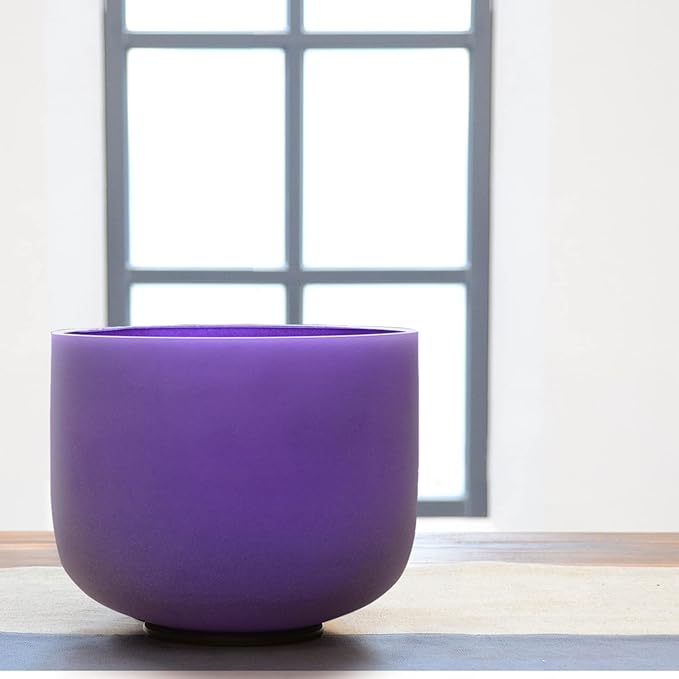 TOPFUND Violet A# Note Crystal Singing Bowl Pineal Chakra 8 inch with Heavy Duty Carrying Case and Suede Mallet
