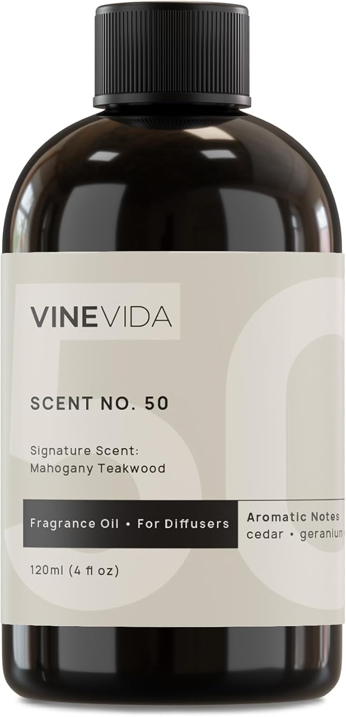VINEVIDA Mahogany Teakwood Fragrance Oil for Cold Air Diffusers - 4 Fl Oz - Essential Oils for Diffuser Oil Refill & Air Freshener Room Spray - Bloomnest