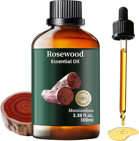 Rosewood Essential Oil Pure, Mumianhua Natural Organic Pure Premium Therapeutic Rosewood Oils for Skin, Body, Hair Care, Diffuser, Candle, Soap, Making, DIY, Massage 3.38 Fl Oz - Bloomnest