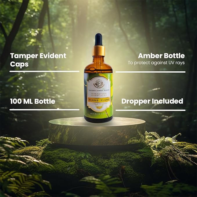 Luxurious YLANG YLANG Essential Oil by Enhanced Essentials|Slow Distilled & Pure| for Home,Diffusers,Skin Care,Aromatherapy,Bath, Massage,Perfume,Gifting,Soap and Candle Making|3.38 Fl Oz (100 ml) - Bloomnest
