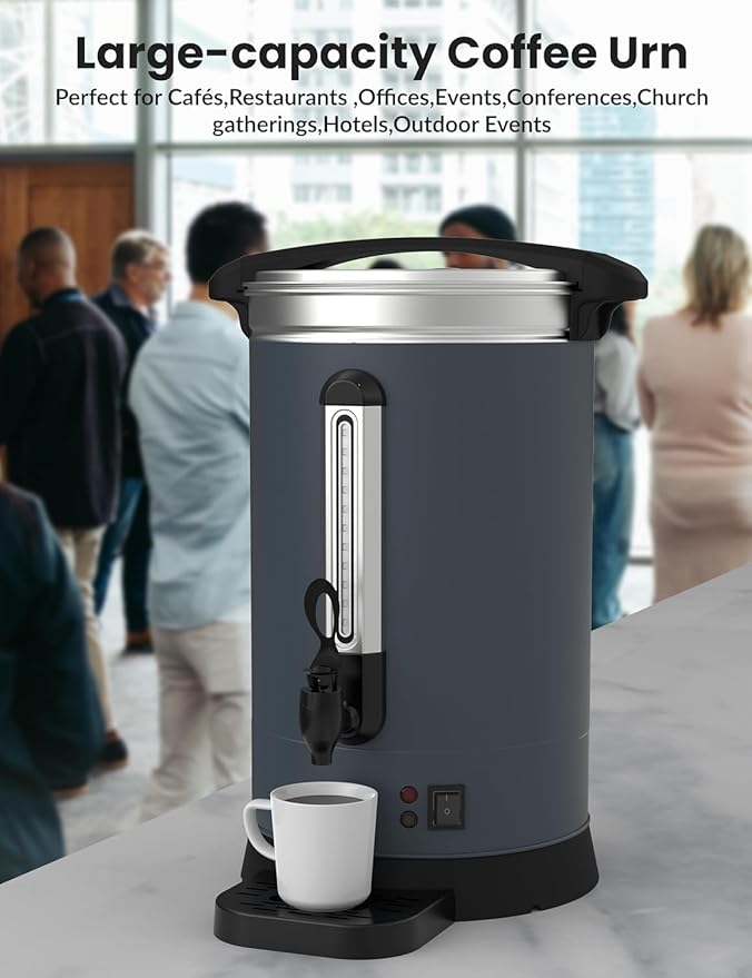 Commercial 100-Cup Stainless Steel Coffee Urn ， 12L/3.2Gal Electric Coffee Maker with Double Wall Insulation ，Hot Beverage Dispenser for Events, Catering & Buffets - Bloomnest