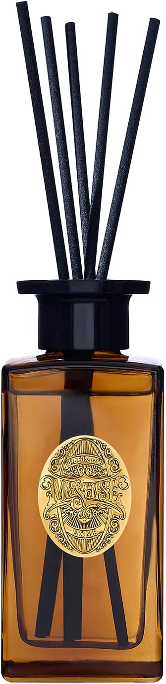 M&SENSE 6.3 oz Large Reed Diffuser Set | Tobacco Teakwood Scent Oil Diffuser with Sticks | Hotel Collection Non-Toxic Essential Oil |for Bedroom Bathroom Living Room - Bloomnest