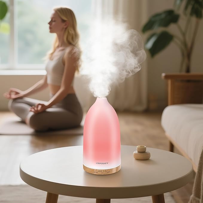 URPOWER Essential Oil Diffuser with 7 LED Color Changing Lights, Timer & Auto-Off - Ultrasonic Aromatherapy Fragrant Oil Humidifier Vaporizer Scent Diffusers for Home, Bedroom, Office, Yoga - Bloomnest