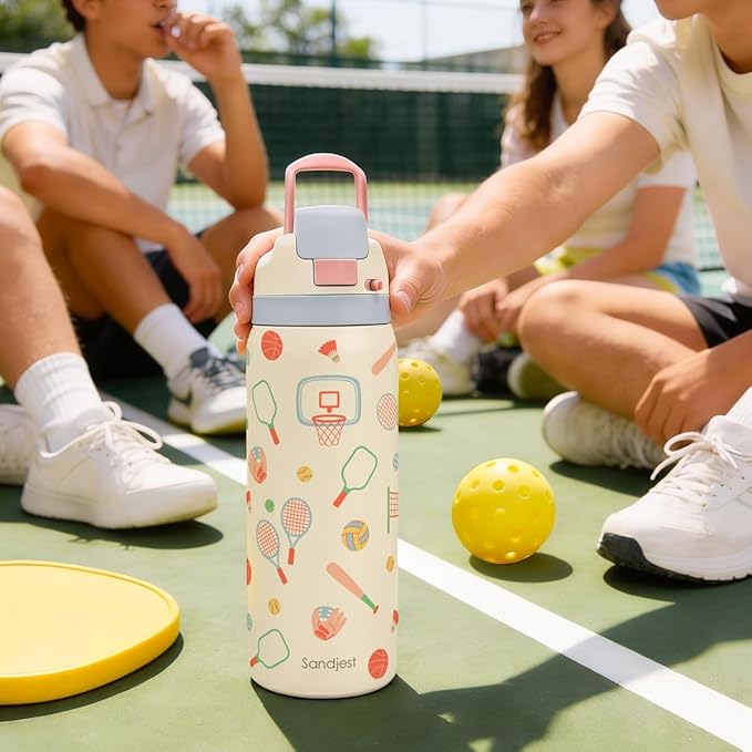 Sports Lover Stainless Steel Water Bottle, Vacuum Insulated, Push-Button Lid, 32 oz, Gifts for Women Girls Friends Teens Birthday Christmas SANDJEST