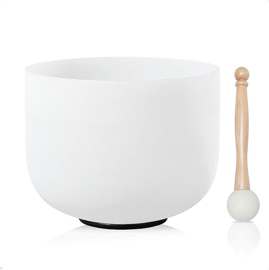 12 Inch B Note Crown Chakra Frosted Quartz Crystal Singing Bowl for Sound Healing - Bloomnest