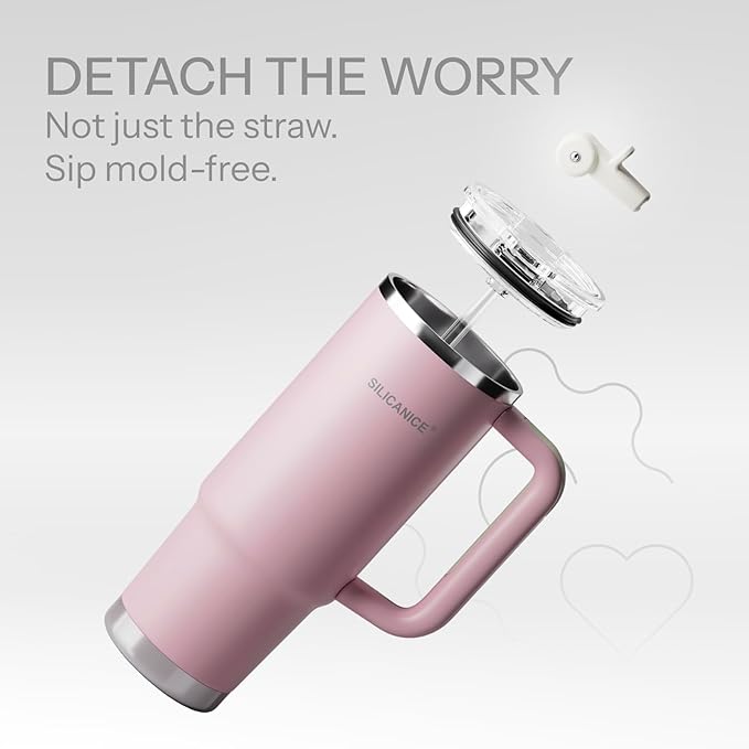 Easy Clean Pro Tumbler - 30 oz Water Bottle with Handle & Quick-Disassemble Flip Straw, Leak Resitance,Double Wall Insulated Stainless Steel, Dishwasher Safe, BPA-Free,Gifts for Women & Men - Bloomnest