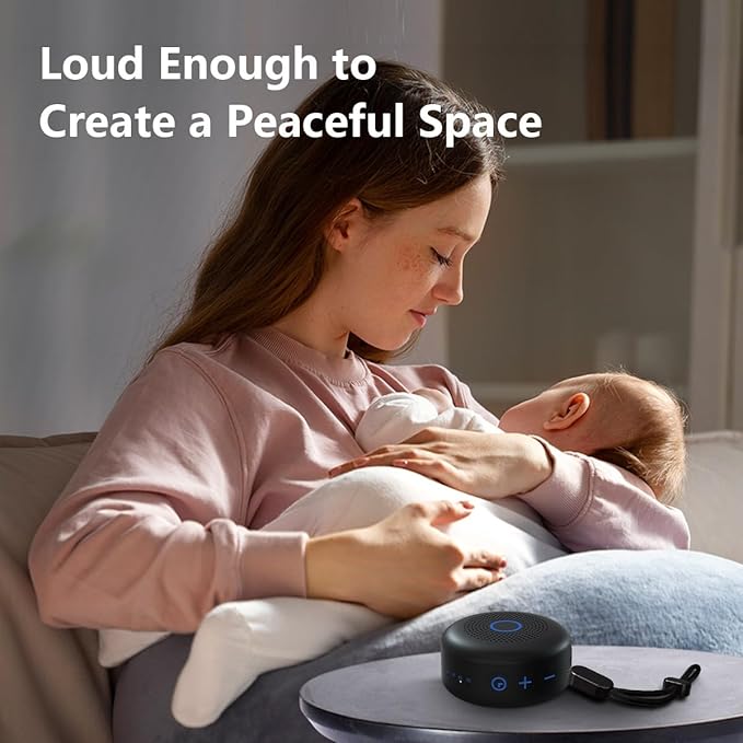 Sleepbox Portable White Noise Sound Machine 30 Soothing Sounds Rechargeable Battery Small for Travel 32 Volume Control Noise Canceling Sleep Machine Sound Therapy for Baby Kids Adults (Black) - Bloomnest
