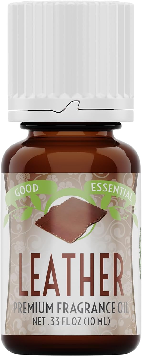Good Essential Professional Leather Fragrance Oil, 0.33 Fluid Ounces - Leather Scent for Candle Warmers, Wax Melts, and Diffusers GoodEssential