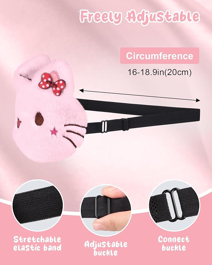 Sleep Mask for Kids - Cute Cartoon Plush Fuffy Sleeping Eye Cover Cat Kawaii Soft Eyeshade with Adjustable Strap Animal Eye Blindfold for Kids Girls Boys Teens - Bloomnest