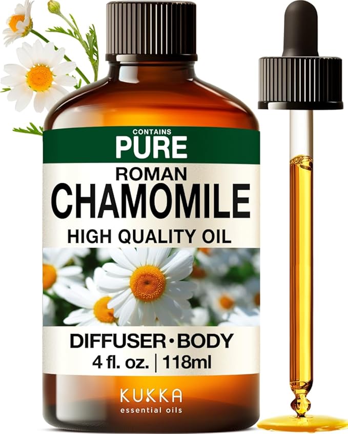 KUKKA Roman Chamomile Essential Oils - 4 Fl Oz - for Hair, Skin, Diffuser, Aromatherapy & DIY Soap Making Scent - Bloomnest