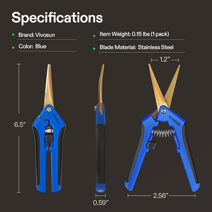 VIVOSUN 3-Pack 6.5 Inch Gardening Scissors Hand Pruner Pruning Shear with Titanium Coated Curved Precision Blades - Bloomnest