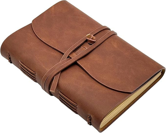 Dark Brown Notebook Journal - Leather Journals for Writing Small Size Diary 5.5x7.5 Inch, Notepad For Women and Man, Gifts,Work,Travel - Bloomnest