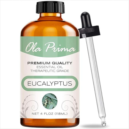 Ola Prima Eucalyptus Essential Oil Therapeutic Grade for Aromatherapy, Diffuser, Hydrates Skin, Soothes Dry, Dropper – 4 fl oz - Bloomnest