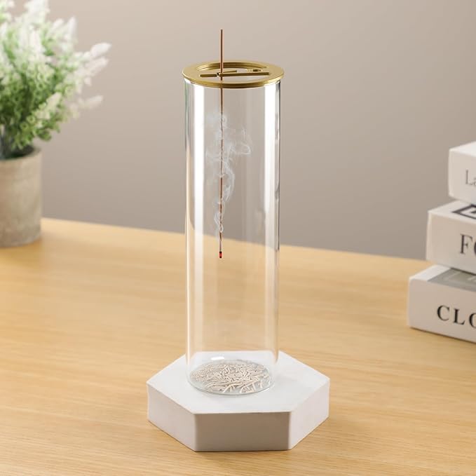 Ceremony Incense Holder, 2 in 1 Incense Burner for Sticks, Ash-Proof Glass Incense Burner for Meditation Yoga Spa Room Decor - Bloomnest