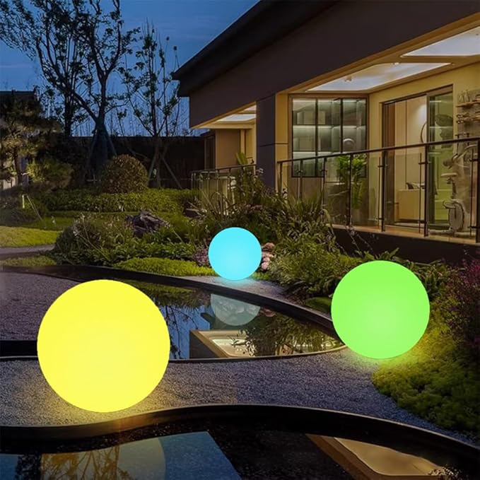 Large LED Glowing Ball Light, 20-in Outdoor LED Garden Orb Lights, Rechargeable Globe Lights RGB Color Changing Globe Floor Lamp Mood Lamp w/Remote, Waterproof Light Up Ball Light for Patio Lawn Decor - Bloomnest