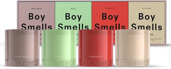 Boy Smells Essentials Votive Quad Gift Set – 4-Piece Mini Soy Wax Candle Collection for Home Fragrance & Gifting – 3oz Each - Bloomnest