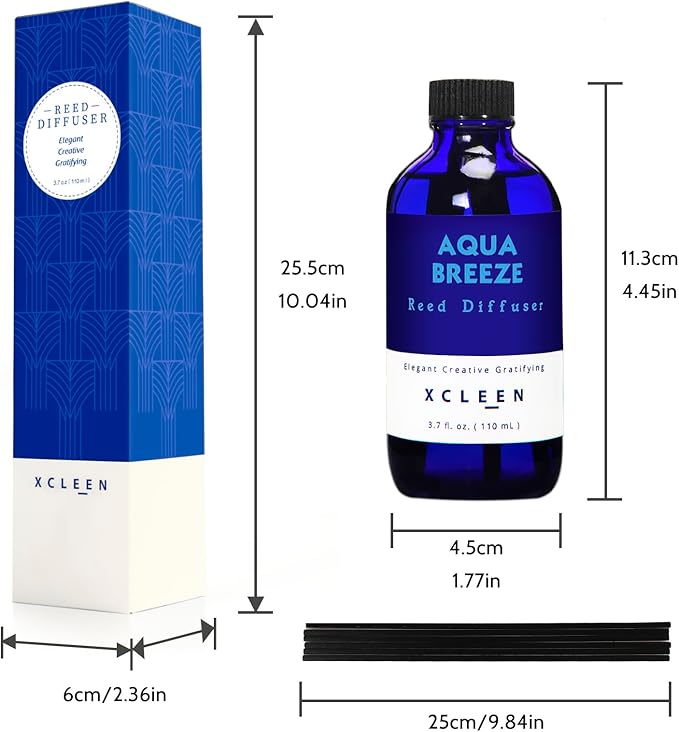 Reed Diffuser Set, Aqua Breeze Scented Oil Diffuser with Sticks, Long-Lasting Home Fragrance Reed Diffusers for Bathroom Office Shelf, Room Fresheners 3.7 Oz - Bloomnest