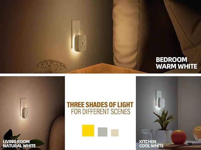 Three Color Temperature Dimmable Night Light Plug in Wall, with Auto Dusk to Dawn Sensor, Plug in Night Light, LED, Kids, Adult, Bedroom, Hallway, Bathroom,Kitchen, Stairways(2 Pack) - Bloomnest