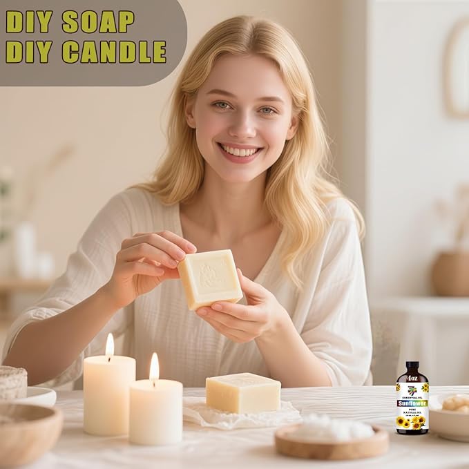Sunflower Essential Oil (4 oz/120 ml) — Sunflower Oils for Aromatherapy, diffusers, humidifiers, Home fragrances, DIY Skincare, soap Making, DIY Candle Making, Relaxation, Yoga, and Meditation - Bloomnest