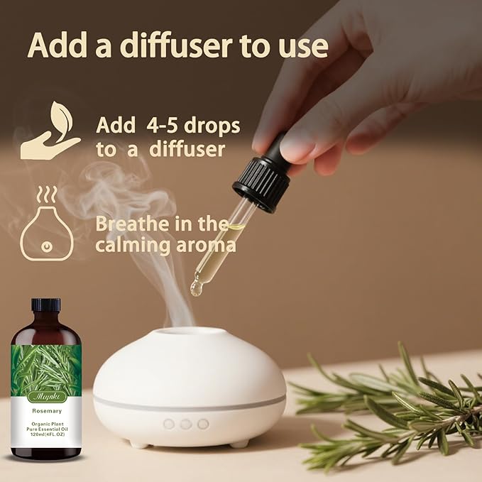 Rosemary Essential Oil-Rosemary Fragrance Oil 4.33oz (130ml)-100% Pure Natural Scent for Diffusers, Candles, Soap Making & Aromatherapy-Relaxing Home & Gift Essential Oil for Bath, Massage - Bloomnest