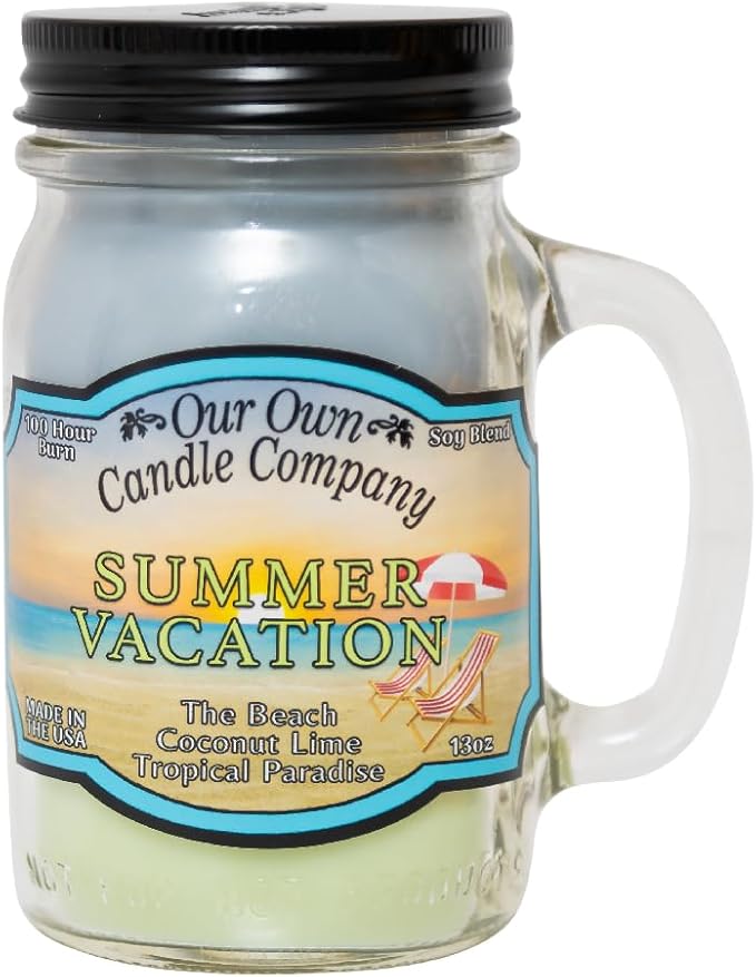 Our Own Candle Company Summer Vacation Scented Mason Jar Candle, 100 Hour Burn Time, 13 Ounces - Bloomnest