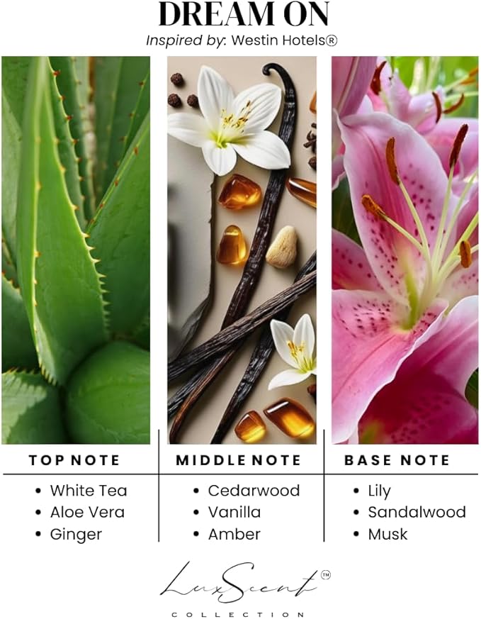 Aroma Scent Diffuser Starter Kit for Up to 1000SQ. FT. Coverage - 120ML Waterless Essential Oil Scent Included - Luxury Aroma Diffuser Ideal for Home, Office & Hotel (Silver, Dream On) - Bloomnest