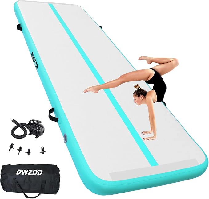Dwzdd Gymnastics Air Mat 10ft/13ft/16ft/20ft Tumbling Mat Inflatable Gymnastics Tumble Track for Home/Gym/Training/Cheerleading/Water with Electric Pump - Bloomnest