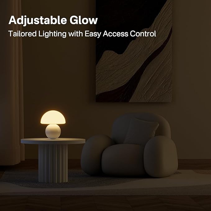 Mushroom Lamp Table Lamp for Bedroom,Desk Bedside Small Lamps for Living Room Night Stands,Mushroom Decor Cute Mini Modern Mid Century Lamps,Unique Aesthetic Home Living Room Decor(White) - Bloomnest