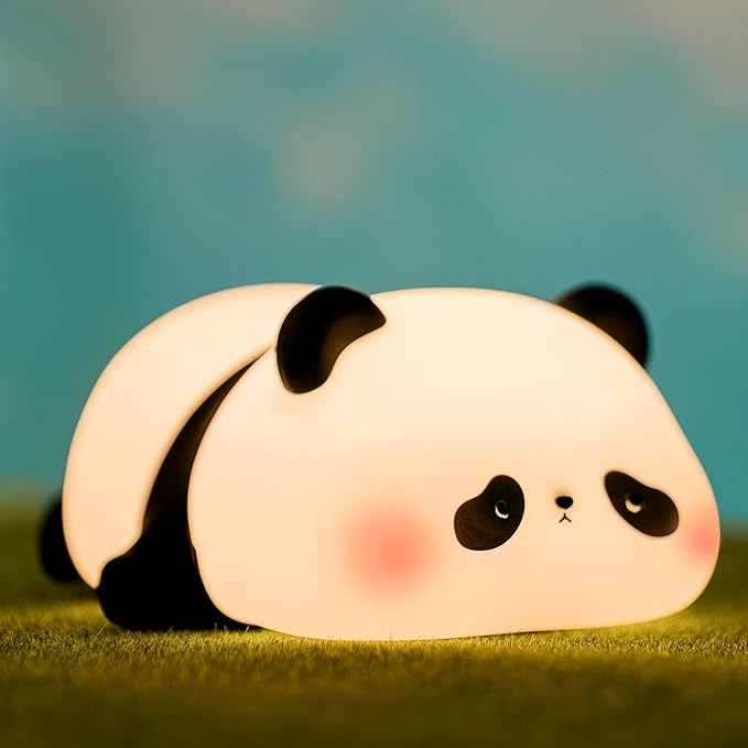 Cute Panda Night Light for Kids, LED Panda Lamp, Food Grade Silicone Novelty Animal Night Lamp,Dimmable Nursery Squishy Nightlight, Cool Gifts for Kids, Office Desk/Baby Boys/Girls Room Decor - Bloomnest