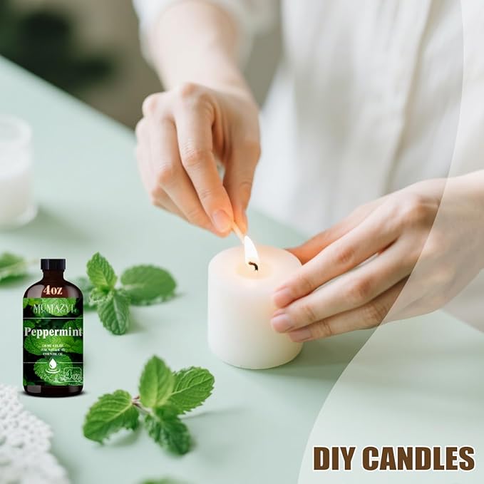Peppermint Essential Oil, Peppermint Oil 4 Fl Oz 120ML for Diffuser Humidifier Yoga Cleaning DIY Candle Soap Making Essential Oils - Bloomnest
