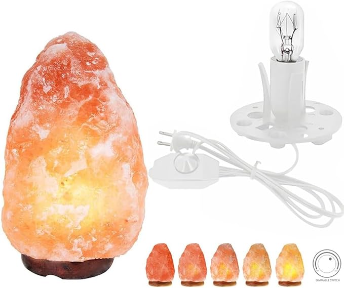Himalayan Salt Lamp Cord White, 6ft with Dimmer Switch, Replacement Cord with 3.34 Inch Base, 6 25W E12 Bulbs (2)