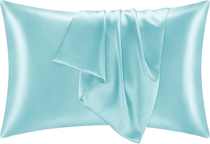 BEDELITE Satin Pillowcase for Hair and Skin, Super Soft and Cooling Similar to Silk Pillow Cases 2 Pack with Envelope Closure, Gift for Women Men(20"x36" King Size, Blue) - Bloomnest