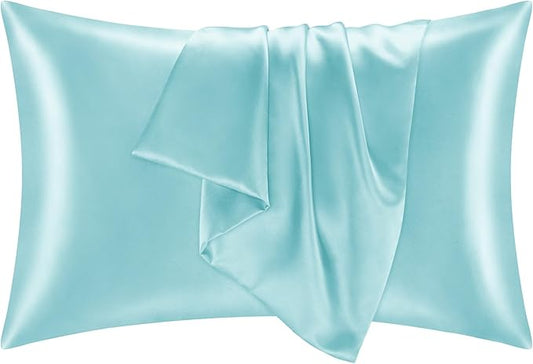 BEDELITE Satin Pillowcase for Hair and Skin, Super Soft and Cooling Similar to Silk Pillow Cases 2 Pack with Envelope Closure, Gift for Women Men(20"x36" King Size, Blue) - Bloomnest