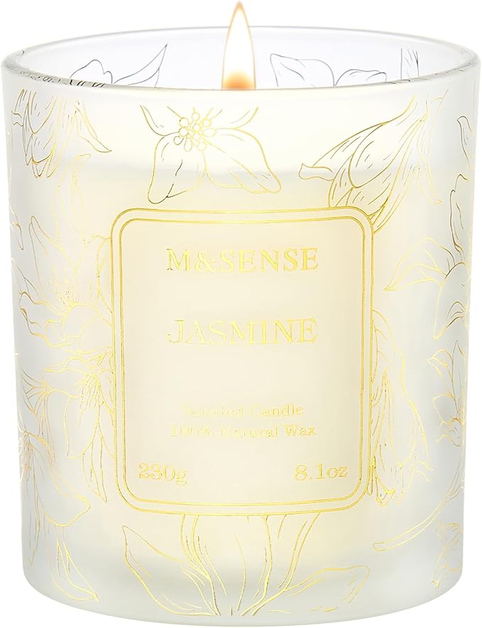 M&SENSE Jasmine Scented Soy Candles, 8.1oz 42-Hour Long Last Burning Time, No Toxin Aromatherapy Stress Relief Home Fragrance for Her - Bloomnest