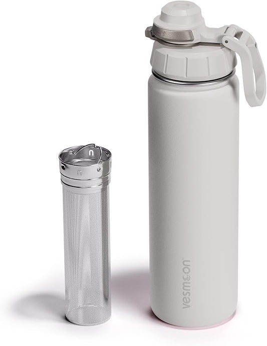 Vesmoon Vessence Tea Infuser Bottle - 24 Oz Insulated Loose Leaf & Fruit Infuser Bottle | Leak Proof with FlowSip Lid