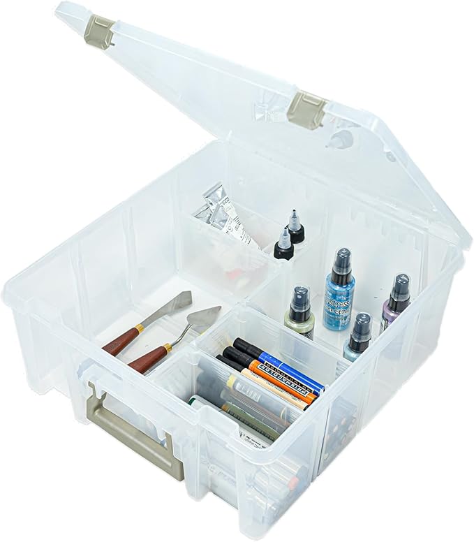 ArtBin 6990SO Super Satchel Double Deep Compartment Box - Art Storage with 8 Removable Compartments, Smart Closure for Craft Supplies (Gold - Pack of 1) - Bloomnest