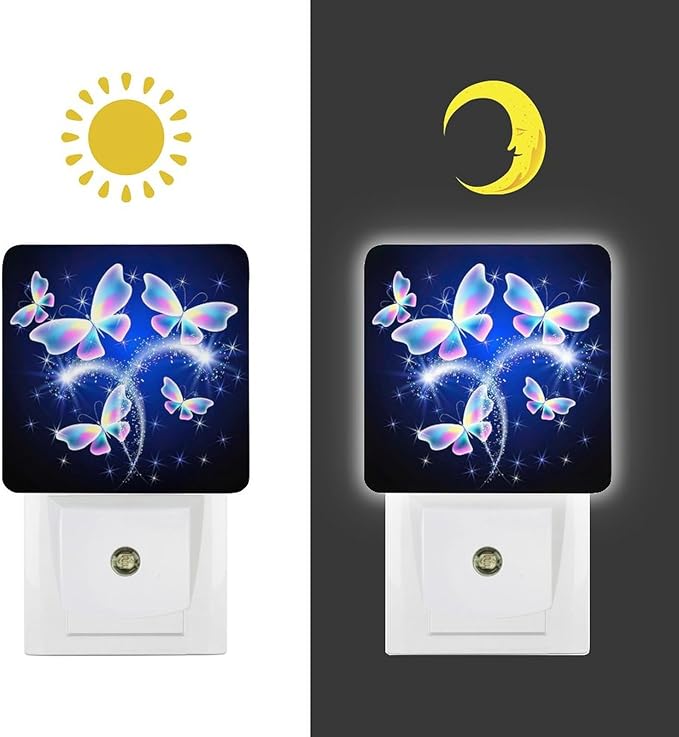 Butterfly Night Light, Plug into Wall Decor Nightlights for Bedroom, Bathroom, Hallway, Kitchen, with Dusk to Dawn Light Auto Sensors LED Night Lights for Boys Girls Women Men Room Gifts - Bloomnest