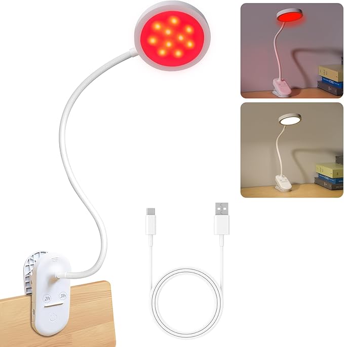Red Light Therapy 625nm, LED Happy Lamp 4500K, Sleep Aid Lamp Blue Light Blocking Dimmable for Deep Relaxation Travel Meditation and Yoga, Reading (White) - Bloomnest