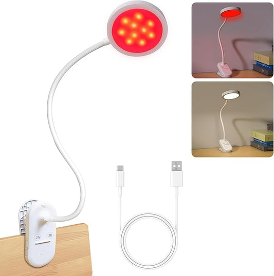 Red Light Therapy 625nm, LED Happy Lamp 4500K, Sleep Aid Lamp Blue Light Blocking Dimmable for Deep Relaxation Travel Meditation and Yoga, Reading (White) - Bloomnest