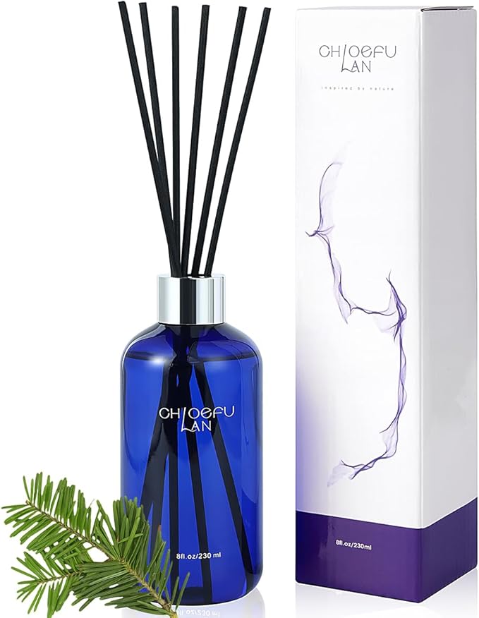 Chloefu Lan Balsam & Fir Reéd Diffuser, 8.1 oz Natural Essential Scented Oil with Diffuser Sticks,Air Fresheners for Home, Christmas Bathroom Decor - Bloomnest
