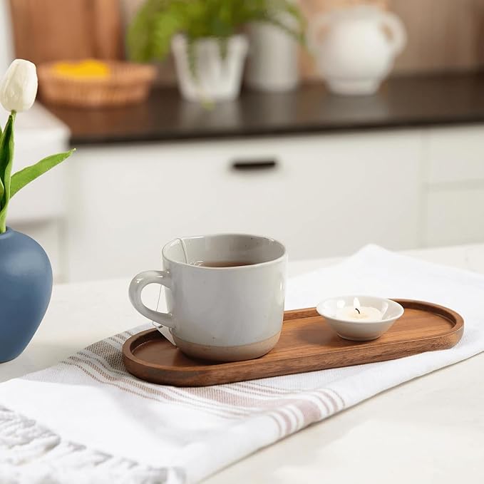 Solid Wood Serving Platters and Trays of Natural Wood with Edge,Rectangular Avoid Sliding and Spilling Food (Acacia Oval Platters 6 Pack) - Bloomnest