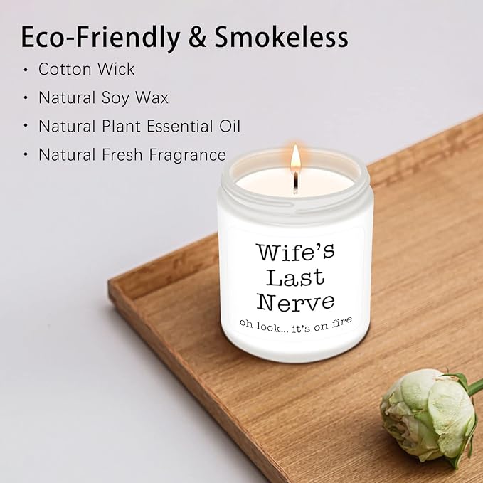 Homsolver Gifts for Wife from Husband, Funny Birthday, Christmas, Anniversary, Valentines, Romantic Lavender Scented Candles, Wife's Last Nerve