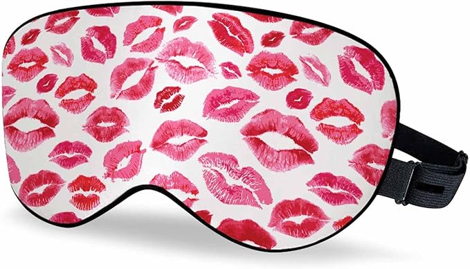 Kiss Sleep Eye Mask Lipstick Red Pink Lips Men Women Sleep Mask with Adjustable Strap Eye Cover Eye Shade for Travel, Nap,Meditation - Bloomnest