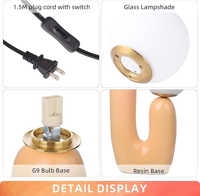 Arturesthome Nightstand Desk Lamp, Creative Nordic Living Room Bedside Bedroom Table Lamp with Led Bulbs, Beige - Bloomnest
